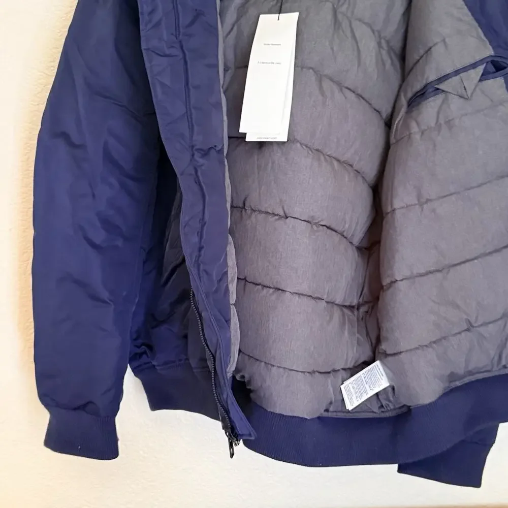 $228 Calvin Klein Oversized Hooded Water Resistant Puffer Bomber Jacket Navy 2XL